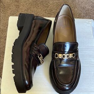 Sam Edelman Dark Brown Loafers with Gold link detail